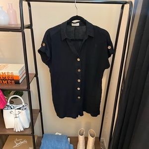 oversized button up romper